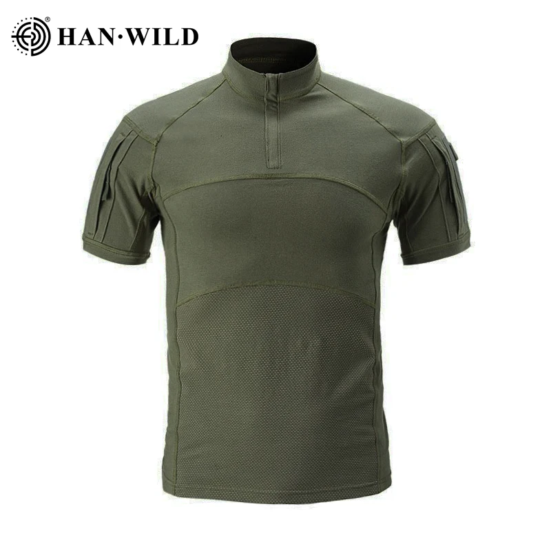 Summer Tactical T-Shirts Men Combat Softair T-Shirt Elastic Climbing Short Sleeve Hiking Softair Shirts Paintball Hunt Camping