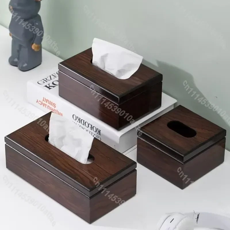 Square Walnut Wood Tissue Box, Drawer‑Style Napkin Dispenser For Hotel Restaurant Home Office Paper Holder