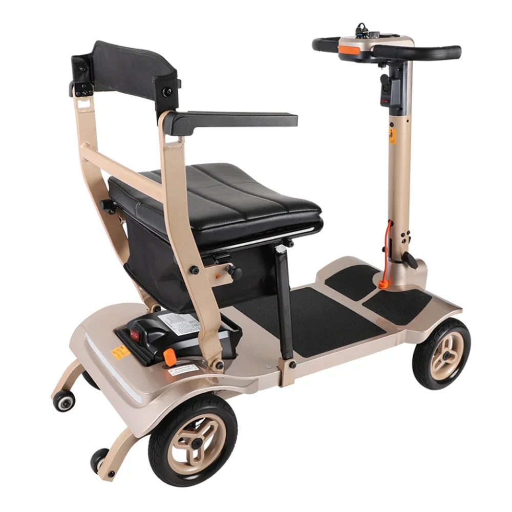 Ultra Light 15kg Portable 4-Wheel Aluminum Mobility Scooter for Handicapped Elderly - Easy to Lift Lightweight Design