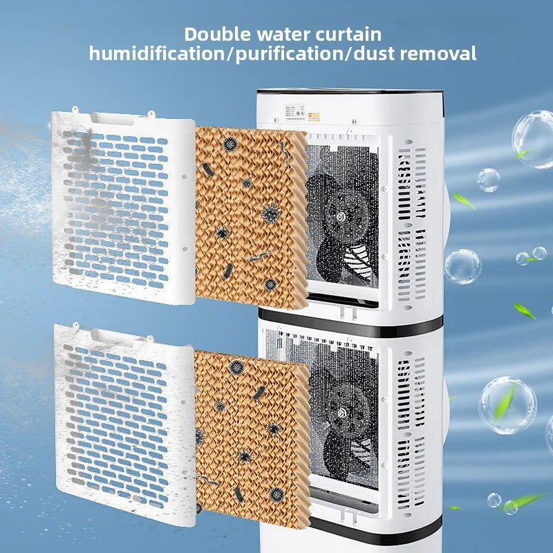 Portable Air Cooler Double Layer Water Cooling Fan Household Evaporative Air Conditioner Fan Silent Mobile Cold Air Fan With Wat view 3