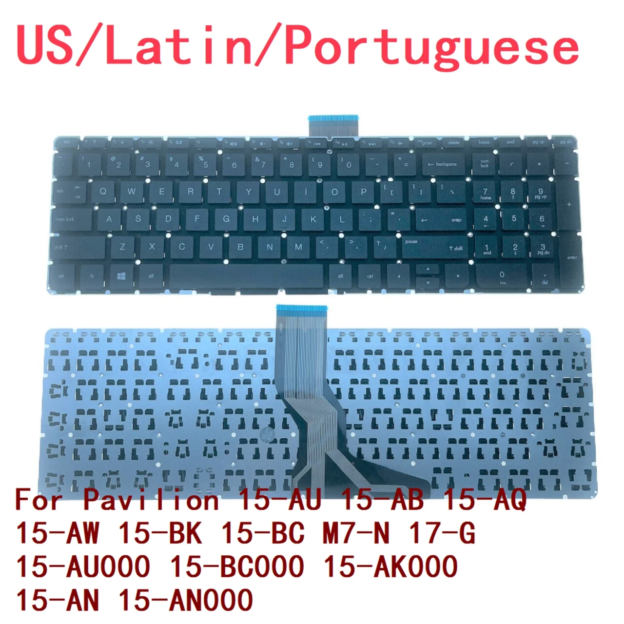 US LA PT Backlit Keyboard For HP Pavilion 15-AU 15-AB 15-AQ 15-AW 15-BK 15-BC M7-N 17-G 15-AU000 15-BC000 15-AK000 15-AN 15-AN00