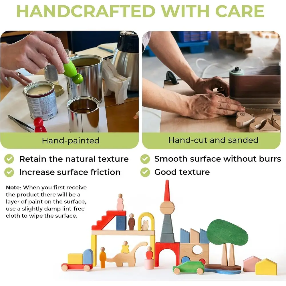 Grote houten blokken met Metropolis-thema voor peuters: educatief Montessori-speelgoed voor kinderen van 1-3 jaar, stadsgebouwstapelplezier