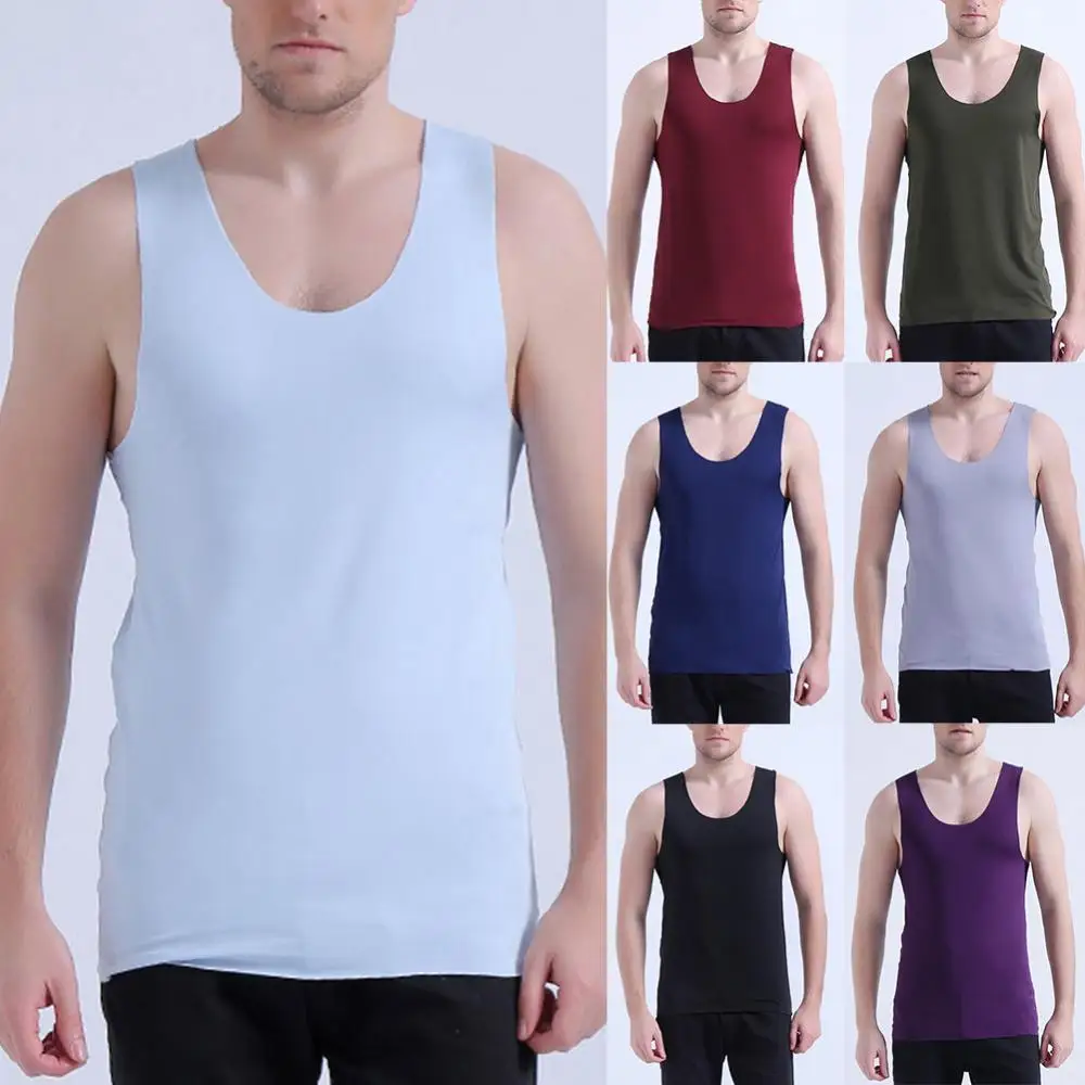 Men Tank Top Youth Men V-neck Casual Slim Fit Solid Tank Top Seamless Cotton sleeveless Fitness T-shirt Sports Fitness Vest