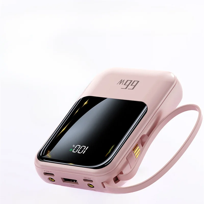 ミニ外部バッテリー,充電器,急速充電,ケーブル内蔵,Huawei, Xiaomi, iPhone 14, Redmi 9, 20000mAh, 65W