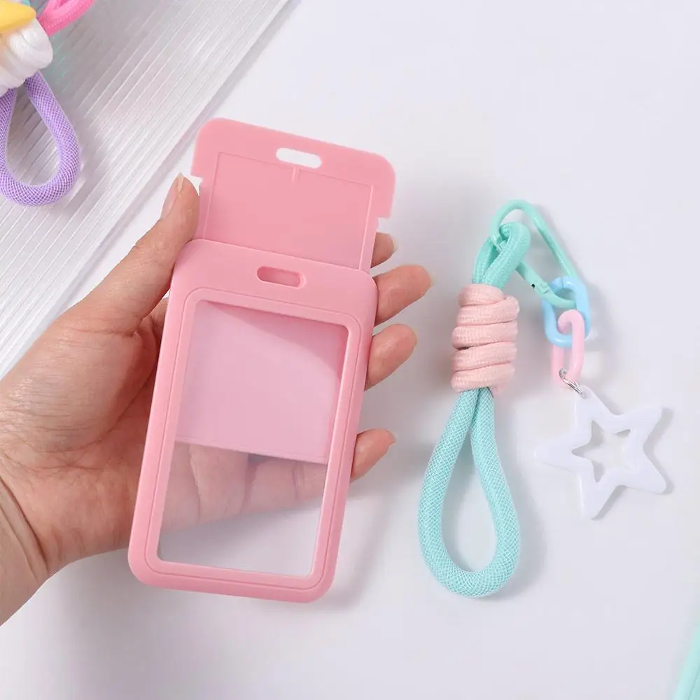 ID Card Protective Color Bus Card Cover Plastics Star Pendant Korean Photocard Holder Credit Card Hanging Rope Key Chain
