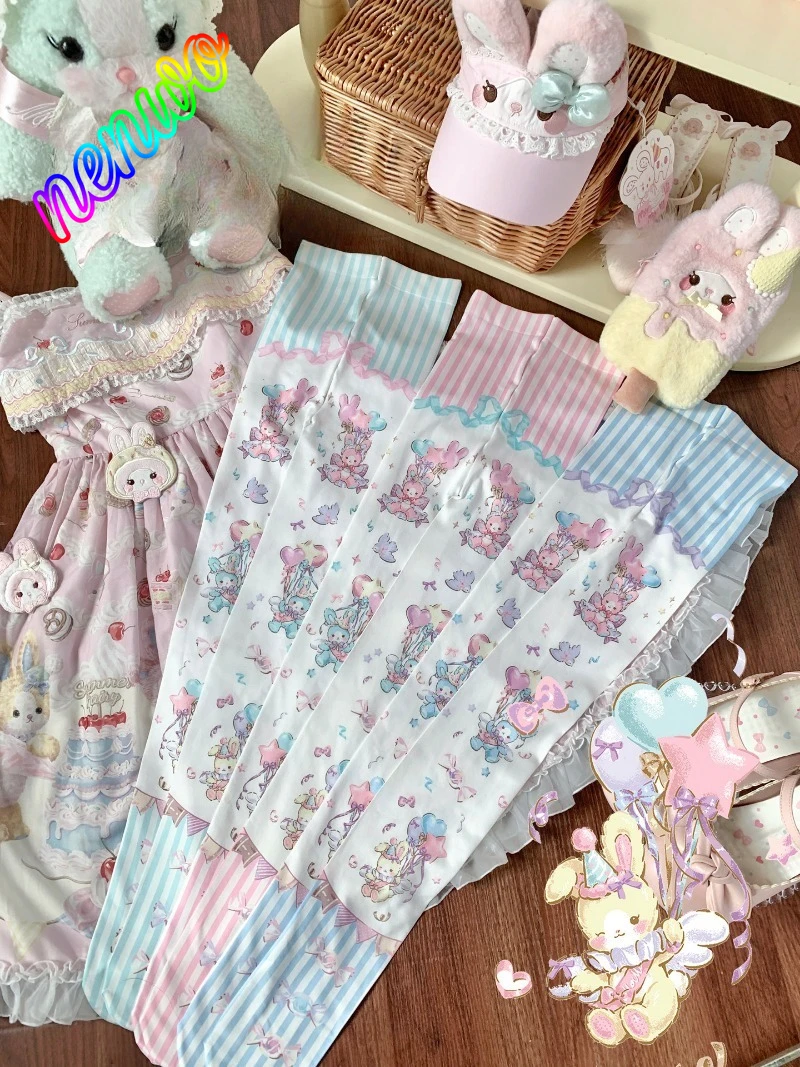 

Оригинальные милые чулки-колготки в стиле лолита для девочек, весна-осень, новые, с милым принтом, кавайные, длинные, выше колена, носки-чулки