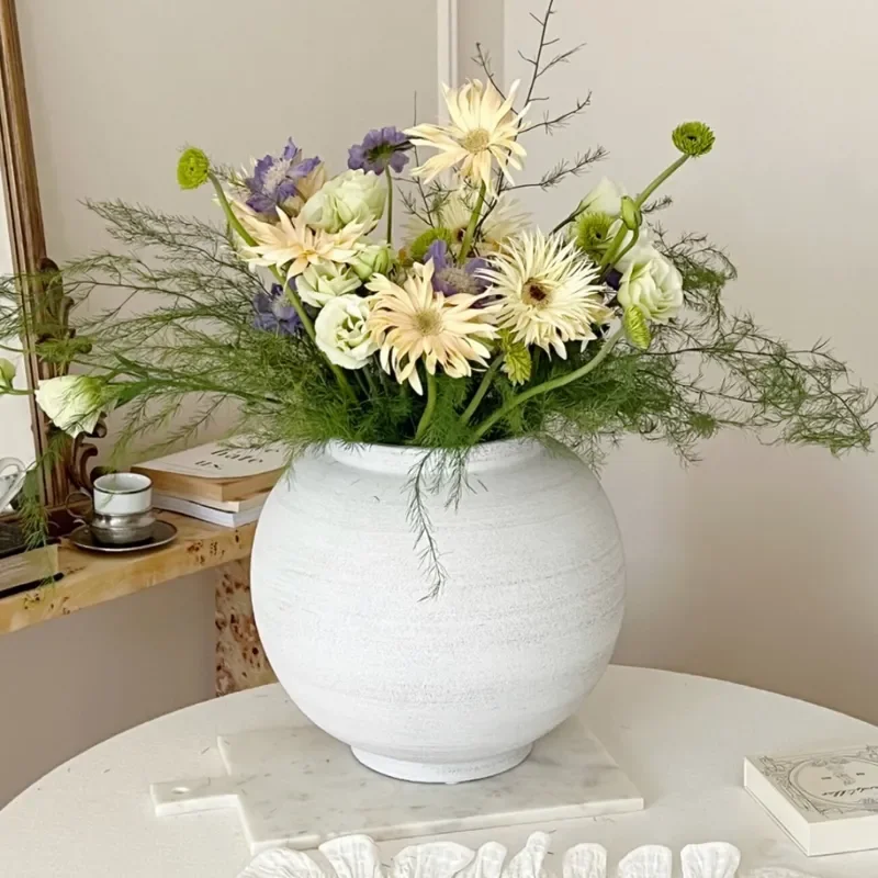 Wabi Sandy Wind Coarse Pottery Retro Ceramic Big Belly Vase Flower Arrangement Ornament Home Entrance B&B Decoration Chinese