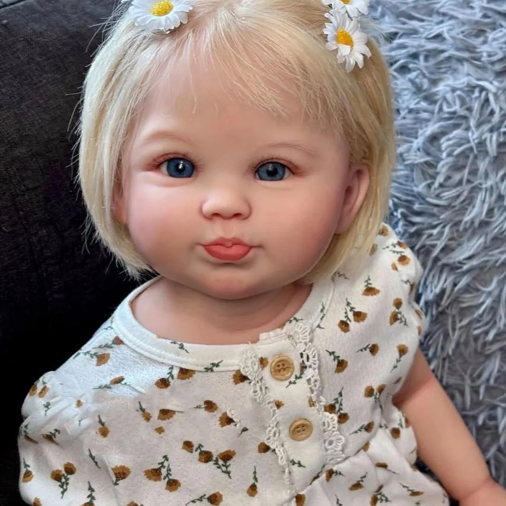 Artist Painted 28inch Reborn Baby Doll Toddler Girl Hand-Rooted Short Hair Gift