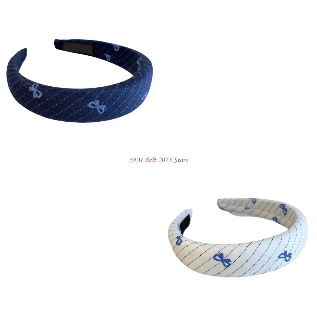 

49ME Modern Blue Tartan Hair Band Elegant Accent Headwear For Daily Use