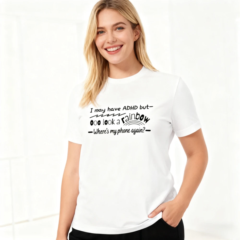 

Забавная футболка с СДВГ для психического здоровья, футболка с радужным креативным узором и принтом, дизайнерская рубашка для мужчин и женщин, унисекс, повседневные хлопковые топы