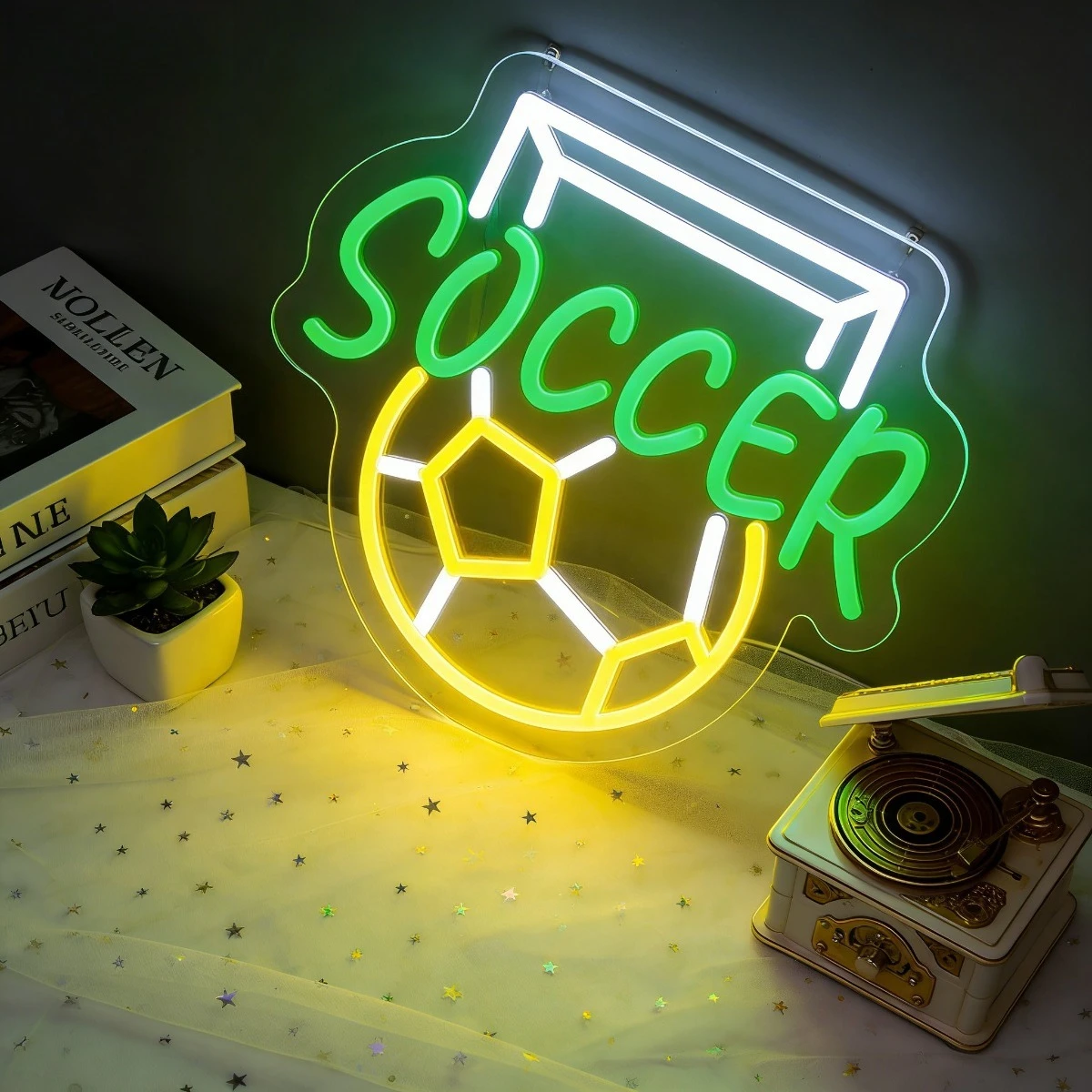 

Неоновая LED-лампа в виде футбольных ворот с USB-питанием и регулировкой яркости для декора комнаты футбольного фаната, игровой комнаты, бара, спортивной тематической вечеринки, отеля