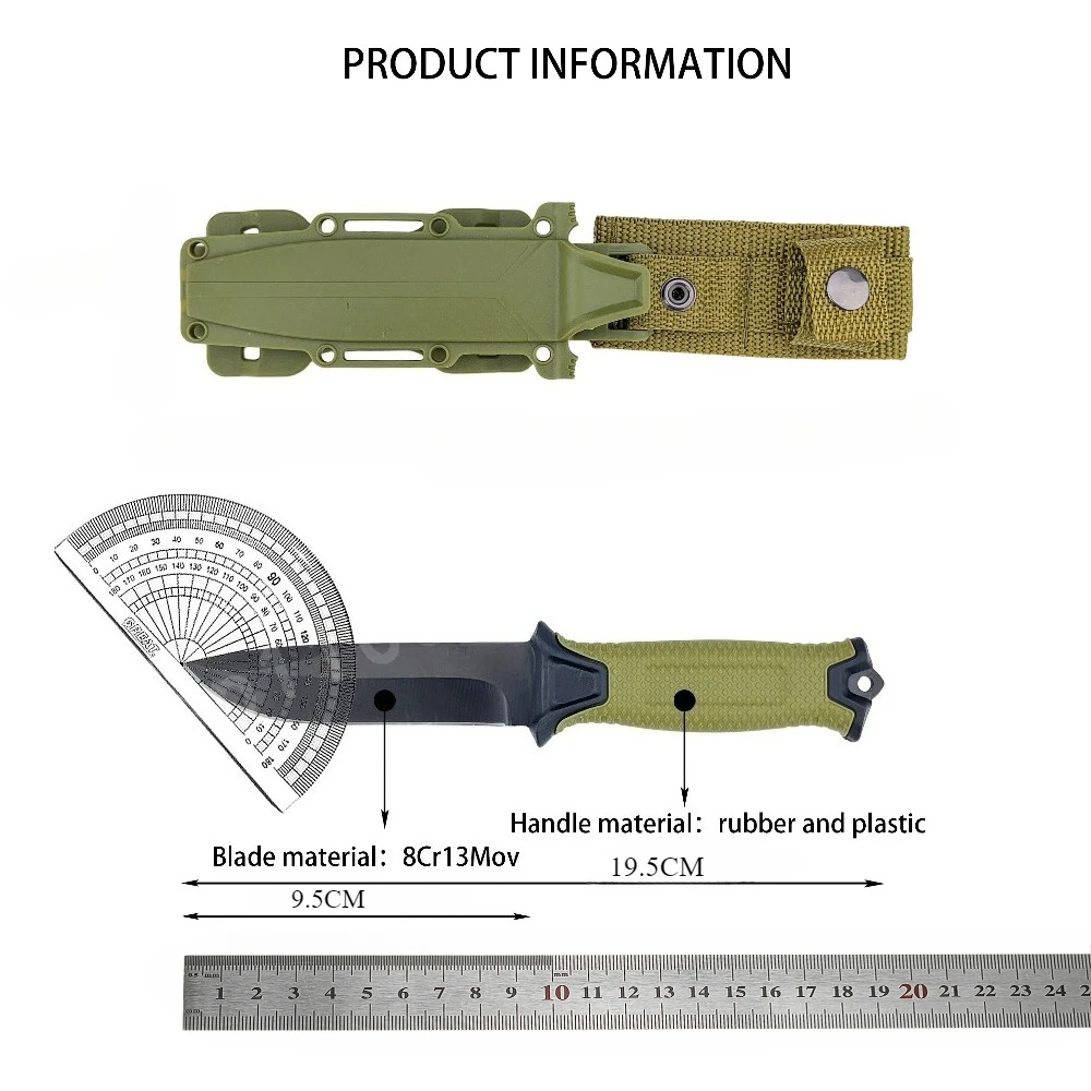 GB G1500 شفرة مستقيمة عالية الجودة 8Cr13Mov شفرة مقبض بلاستيكي متين للغاية وحاد للتخييم في الهواء الطلق سكين محمول #4