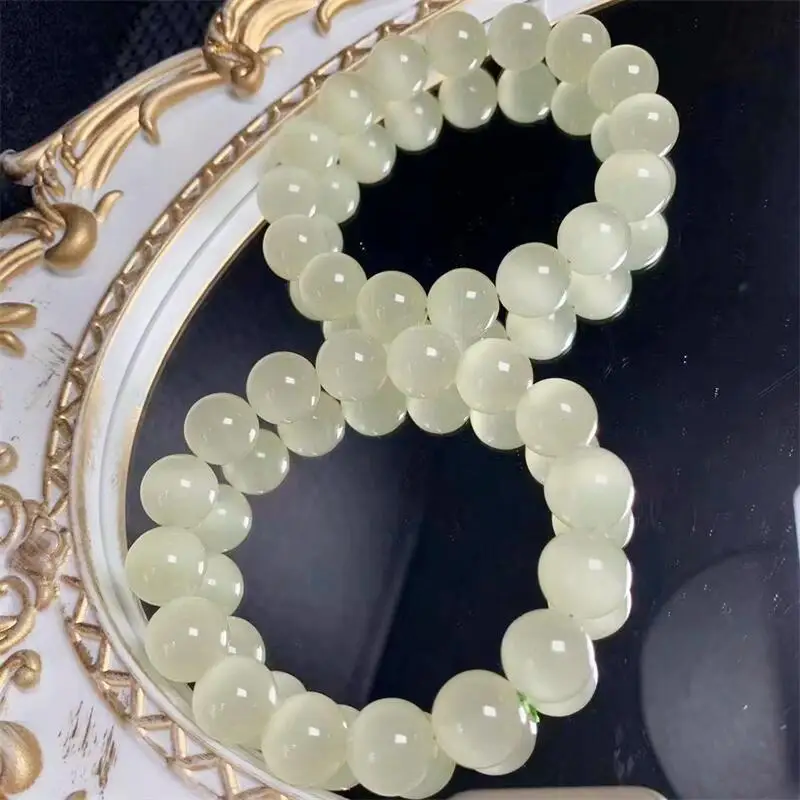 13MM Natural Green Lace Jade Bracelet Women Fashion Sweet Reiki Healing Energy Strand Girls Jewelry Gift 1PCS