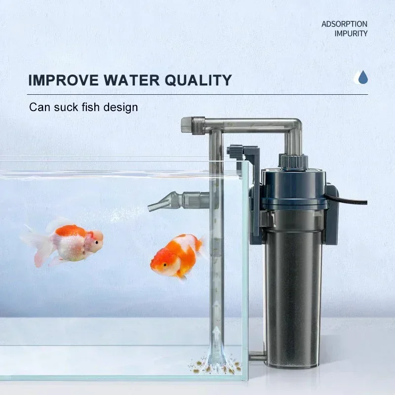 

Fish Tank Filter Wall Mounted External Filter Bucket Small Silent Low Water Level Clean Water Circulation Aquarium Accessories