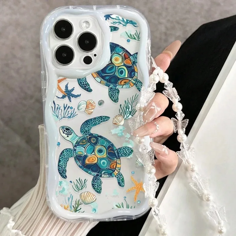 Küstenschildkröten-Handyhülle für iPhone 17 15 13 11 12 14 16 17 Pro Max Plus 17 Hüllen mit Lanyard, stoßfeste Silikonhülle – Detail 2