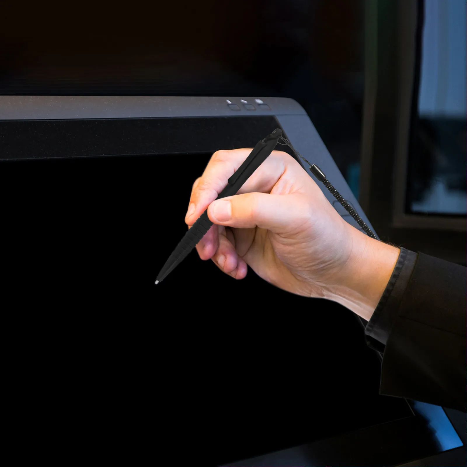 

2Pcs Resistive Touch Screen Stylus Pen Anti-Lost Spring Rope Hard Tip Precise Handwriting Drawing Pen for Tablet Computer Pos