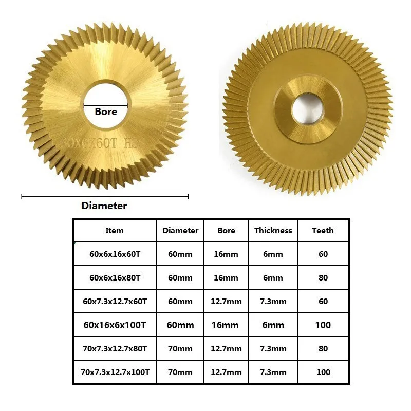 1pcs Key machine saw blade 60/70mm 60/80/100T double-sided HSS key milling cutter multi-function key copying machine cutter