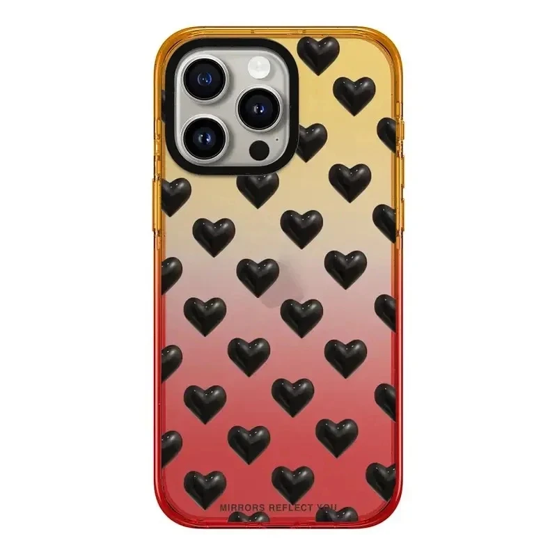 

Peach Gradient Border 2.0 Acrylic Colorful Hearts Pattern iPhone 11 12 13 14 15 Pro Max Protective Case