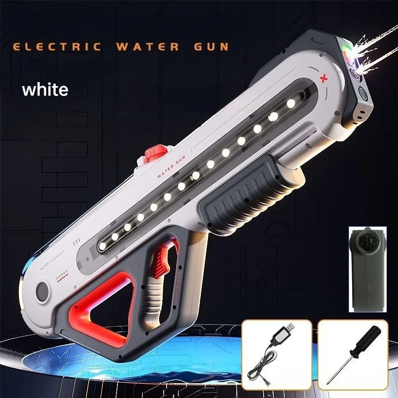 62cm Electric Water Gun Toy Dual Outlet Automatic Water Absorption Water Pistol Spray Blaster Pool Summer Toy for Boys Adult