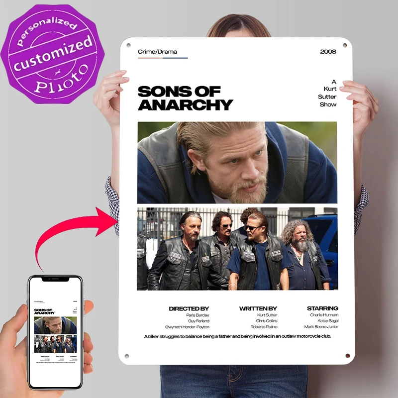 Sons of Anarchy TV Series Poster Customized Vintage Metal Signs Wall Art Retro Tin Plaque for Decor Room Decoration At Home Men