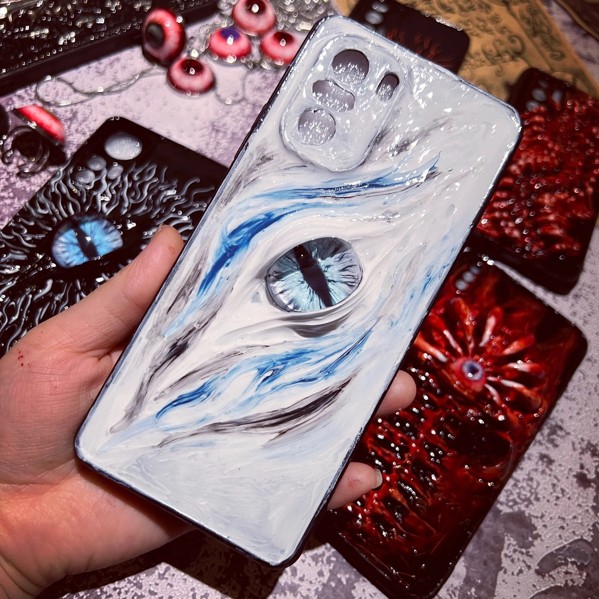 

4007 Handmade 3D Relief Gothic Horror Art Phone Case Cover Dark Aesthetic Macabre Design for IPhone Xiaomi Huawei Samsung