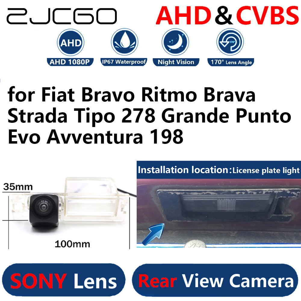 ZJCGO AHD 1080P Parking Backup Reverse Reversing Rear view Camera for Fiat Bravo Ritmo Brava Strada Tipo 278 Grande Punto Evo