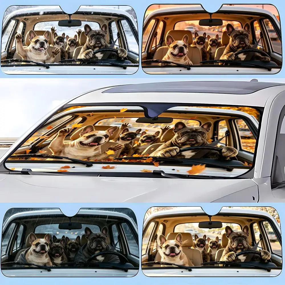 

French Bulldog Driving Sun Visor Car sunshades, windshield sun visors, sun protection sunshades, novel car gifts.
