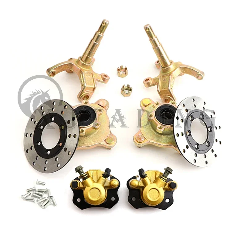 Steering Strut Knuckle Spindles with 110mm M10*4 STUD Wheel Hubs Brake caliper set For ATV Go Kart Golf Buggy Quad Bike Parts