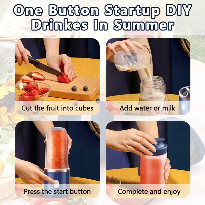 Immagine 5: Frullatori portatili Spremiagrumi a 6 lame Spremiagrumi multifunzione a doppia tazza Ricarica USB Spremiagrumi arancione per uso domestico Mixer per frappè