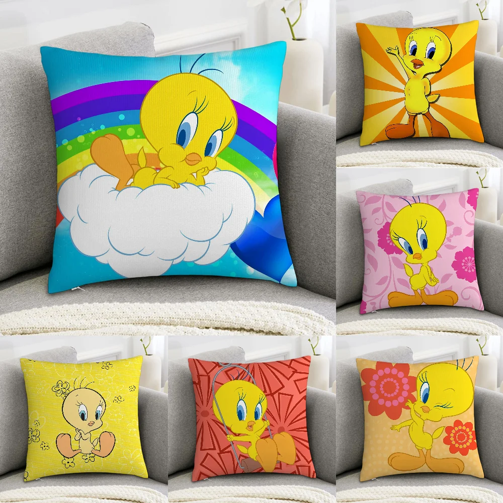Cartoon T-Tweety B-Bird Pillow Case Sofa Decorative Home Double-sided Print Plush Square Throw Pillow Covers Cushion Decor Cover