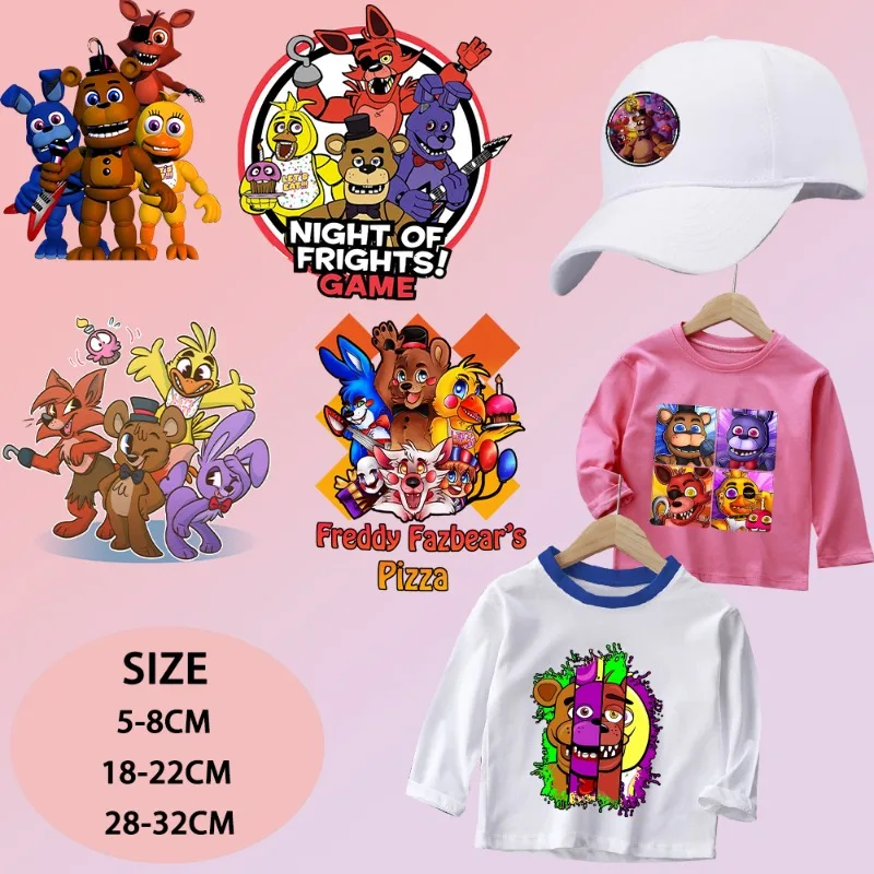 FNAF Sticker Five Nights At Freddys Iron on Patches Washable Heat Thermal Transfer Stickers DIY T-shirt Clothes Hats Trousers