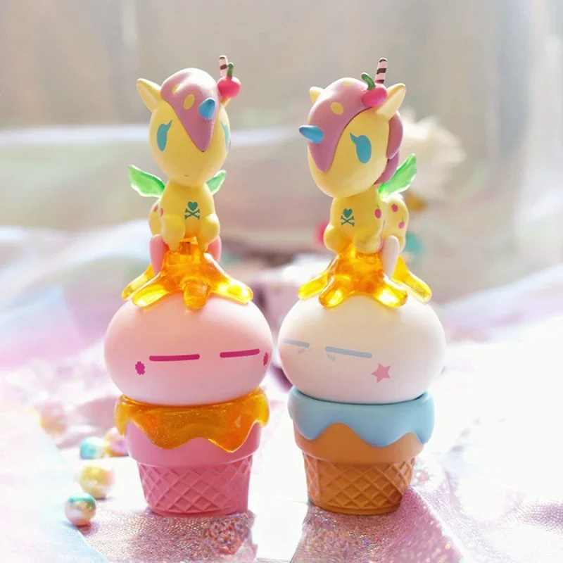 Tokidoki Unicorno الحلو جزيرة الآيس كريم DIY بها بنفسك تمثال Kawaii المهر الشكل اللعب الحصري حلية مجموعة لعبة فتاة هدية نموذج