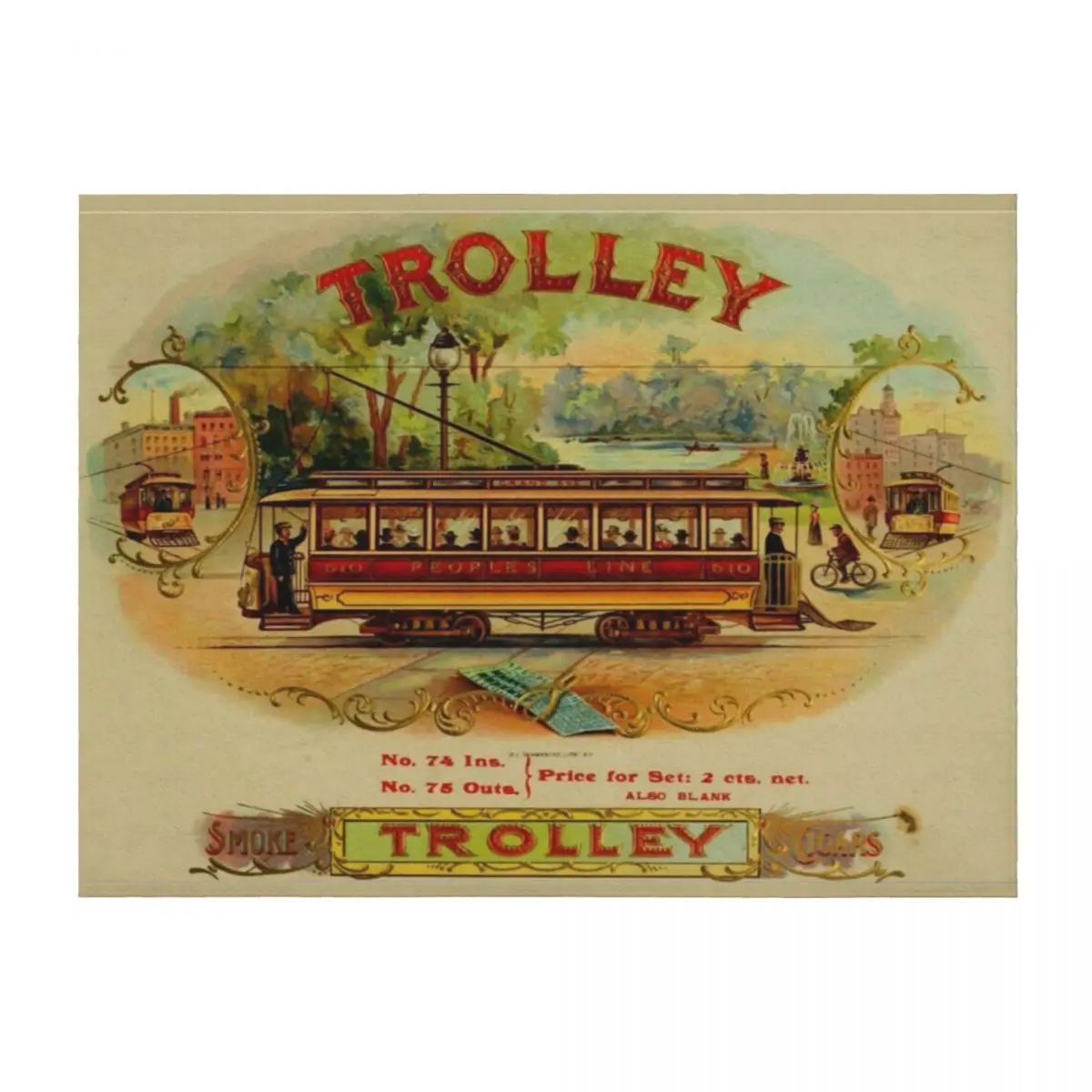 

Early 1900 trolley vintage cigar box label Throw Blanket Sofa blankets ands For Baby blankets and throws Blankets