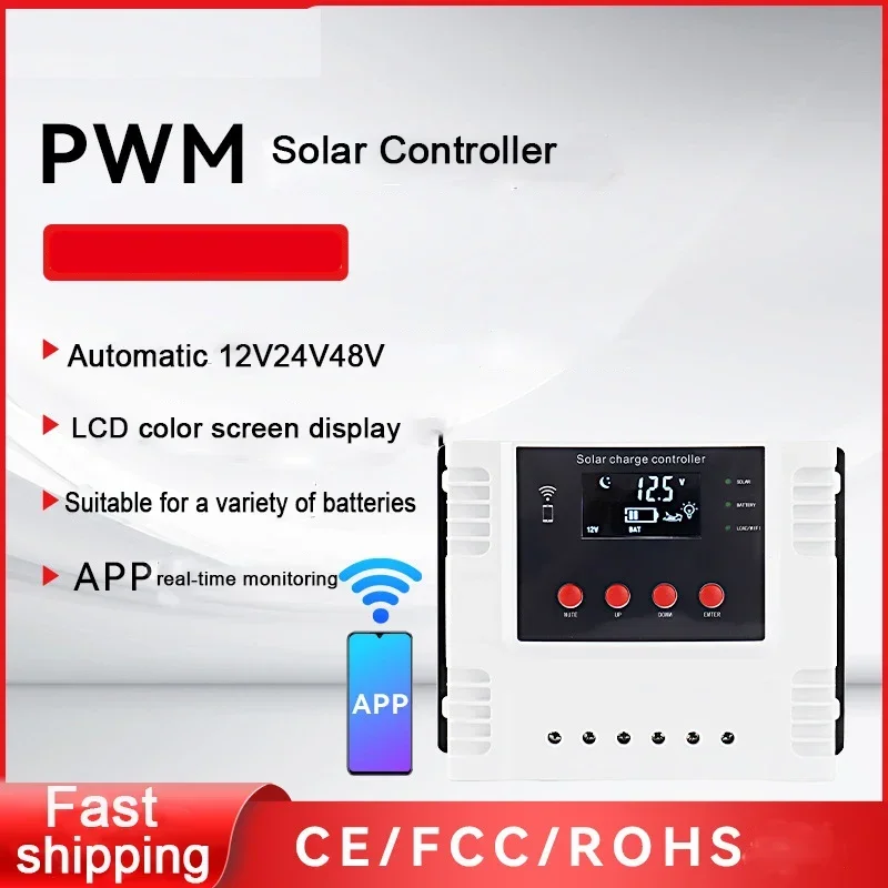 Imagem -02 - Controlador de Carga Solar Inteligente Controle Wifi App Baterias de Lítio 12v 24v 48v 10a 20a 30a 40a 50a 60a e Chumbo-ácido