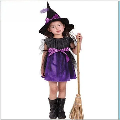 loween Costume da spettacolo per bambini Abito da strega Cosplay Piccola strega Ragazza Par Abiti da spettacolo Fem Bambino