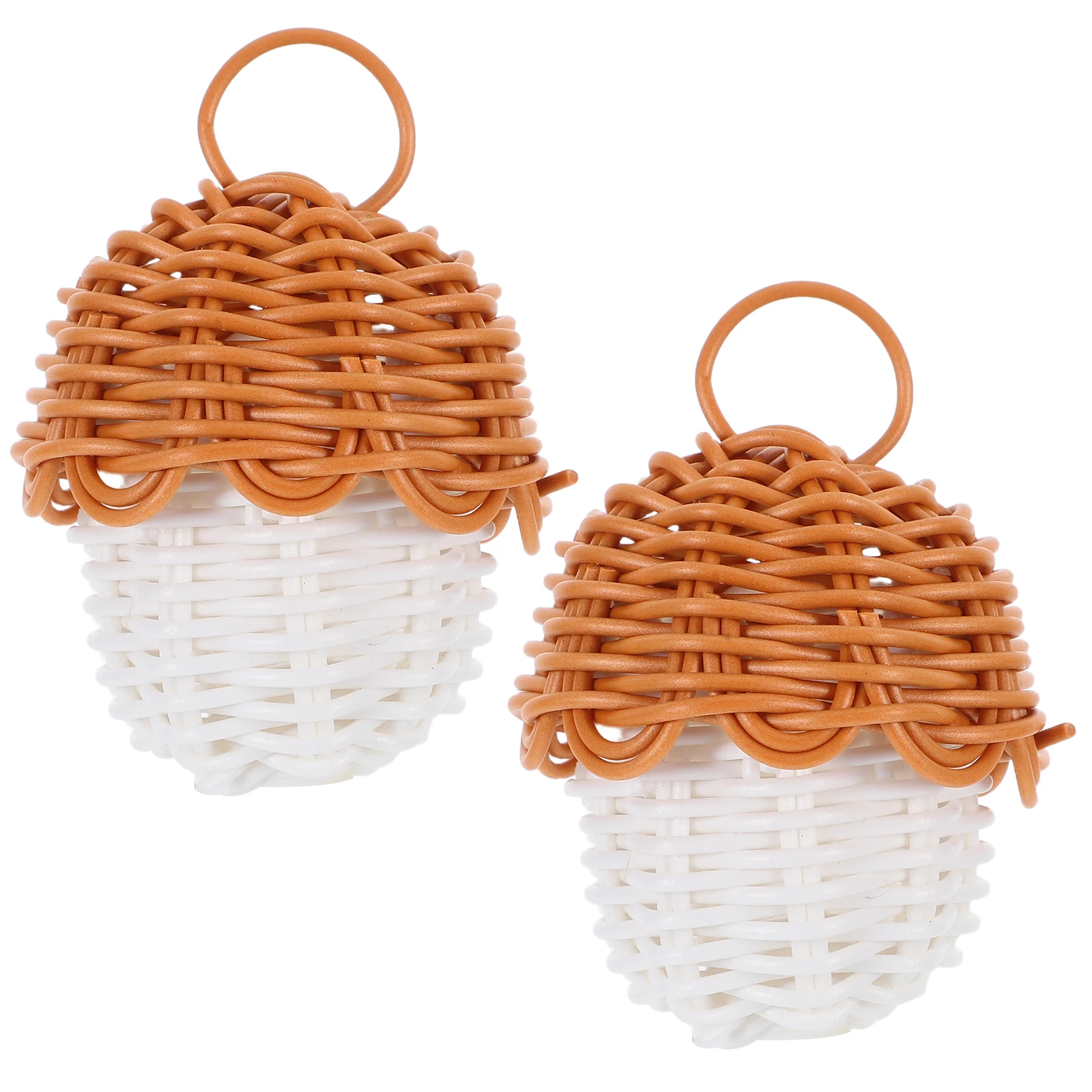 

2 Pcs Handheld Pine Cone Bag Christmas Gift Handmade Knitted Storage Mini Woven Handbag Self