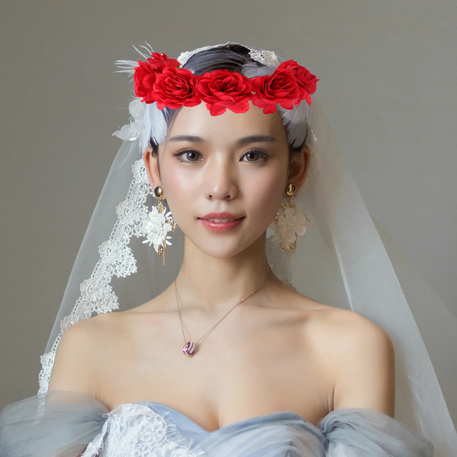 

Rose Flower Headband Mini Wreath For Makeup Hair Wrap Valentine Gift Floral Headdress Cloth Flower Wreath Wear