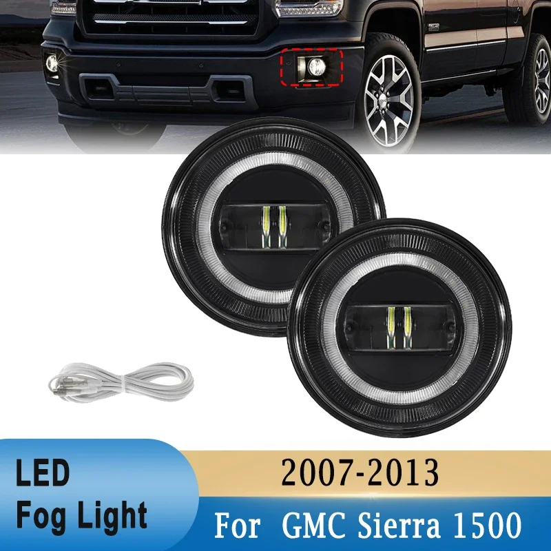 

Для GMC Sierra 1500 2500HD 3500HD 2007-2013 светодиодный Fog светильник с дневным ходом светильник DRL 20W 6000K передний бампер светодиодный