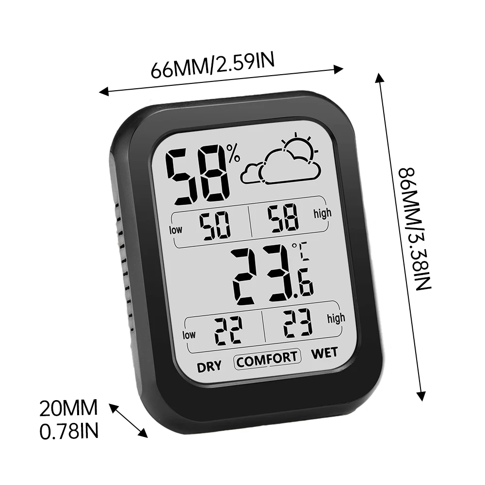 LCD Digital Thermometer Hygrometer Indoor Room Electronic Temperature Humidity Meter Sensor Gauge Weather Station -20~60℃