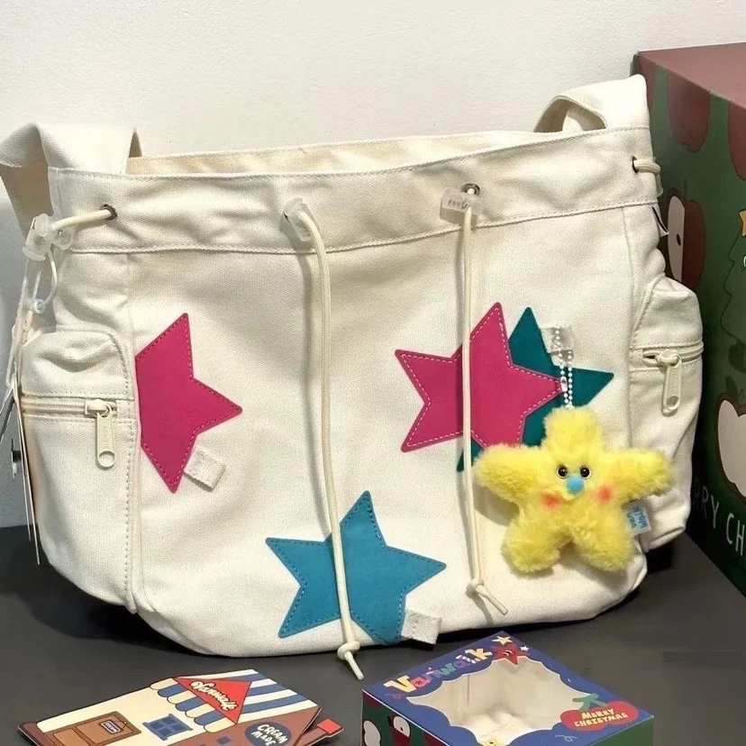 

Cute Five-pointed Star Messenger bag Tote Bag Leisure Backpack Large Capacity Shoulder Bag Schoolbag bag Women's bag Canvas Bag