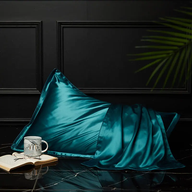 19 Momme Mulberry Silk Pillowcase 48x74cm Silk Front Tencel Back Soft Skin-Friendly Women Sleep Travel Silk Pillow Case Gift Box