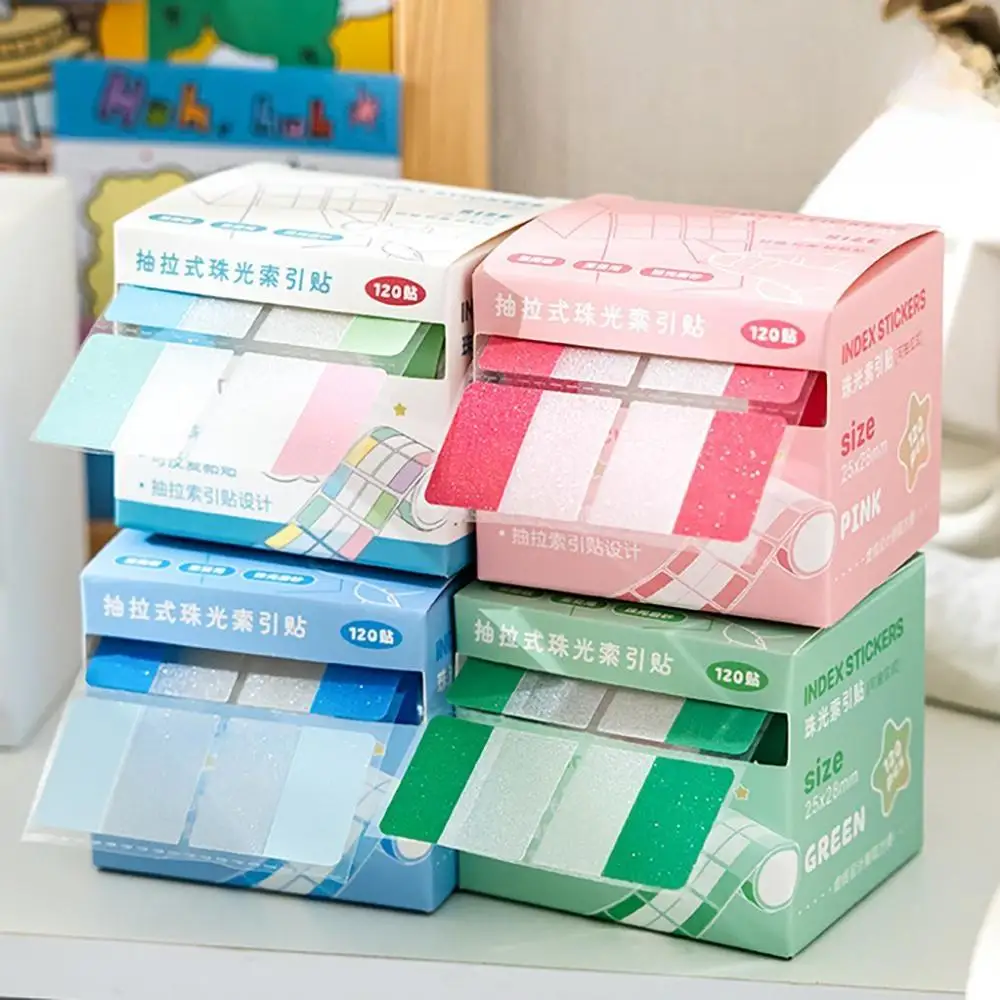 120 Sheets Pull Out Pearl Index Sticker Memo Self-adhesive Classified Bookmarks Stickers Stationery