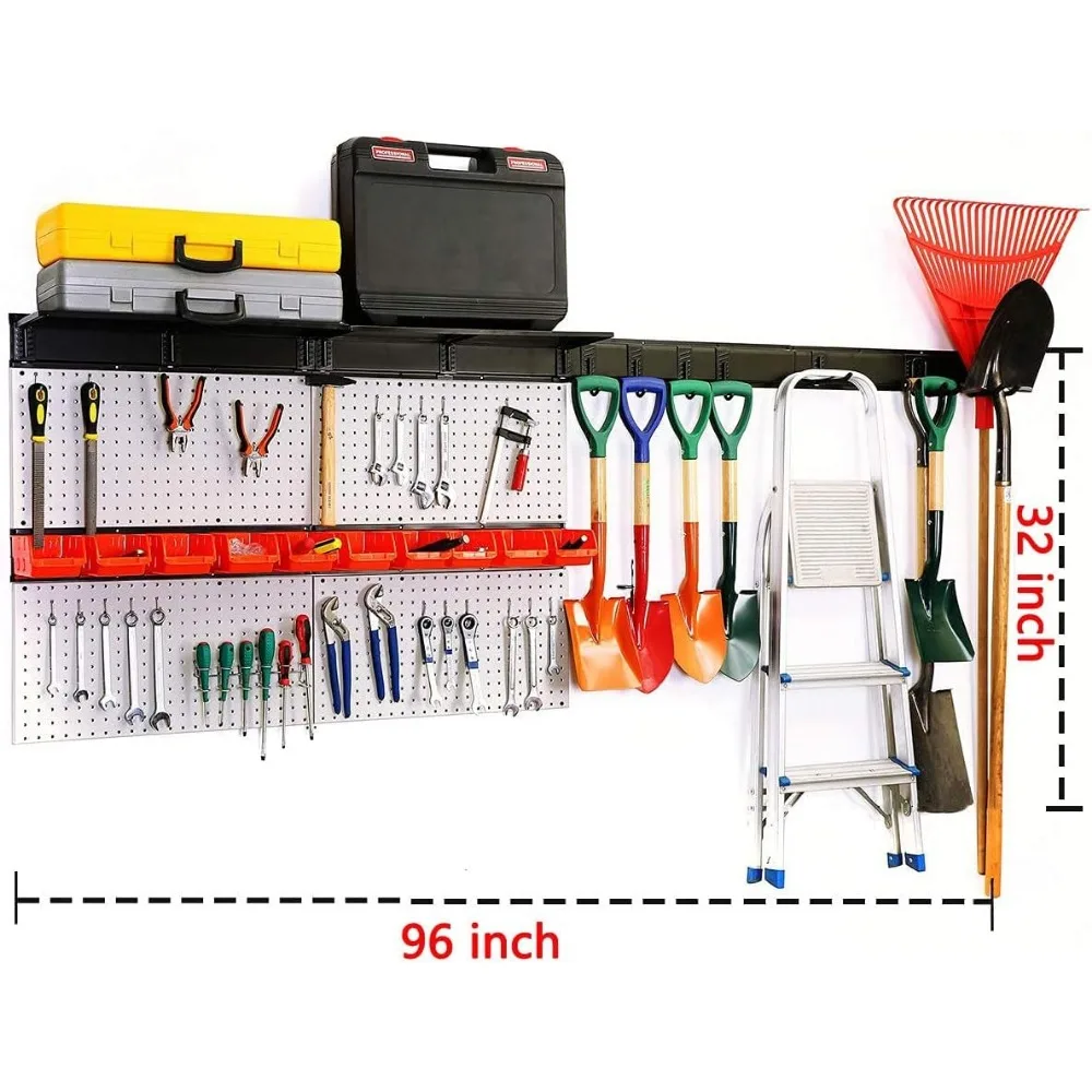 Imagem -04 - Garagem Armazenamento com Ganchos Organizador de Parede Painel de Ferramentas Home Organizer Jardim Suprimentos 48x 36 Polegada