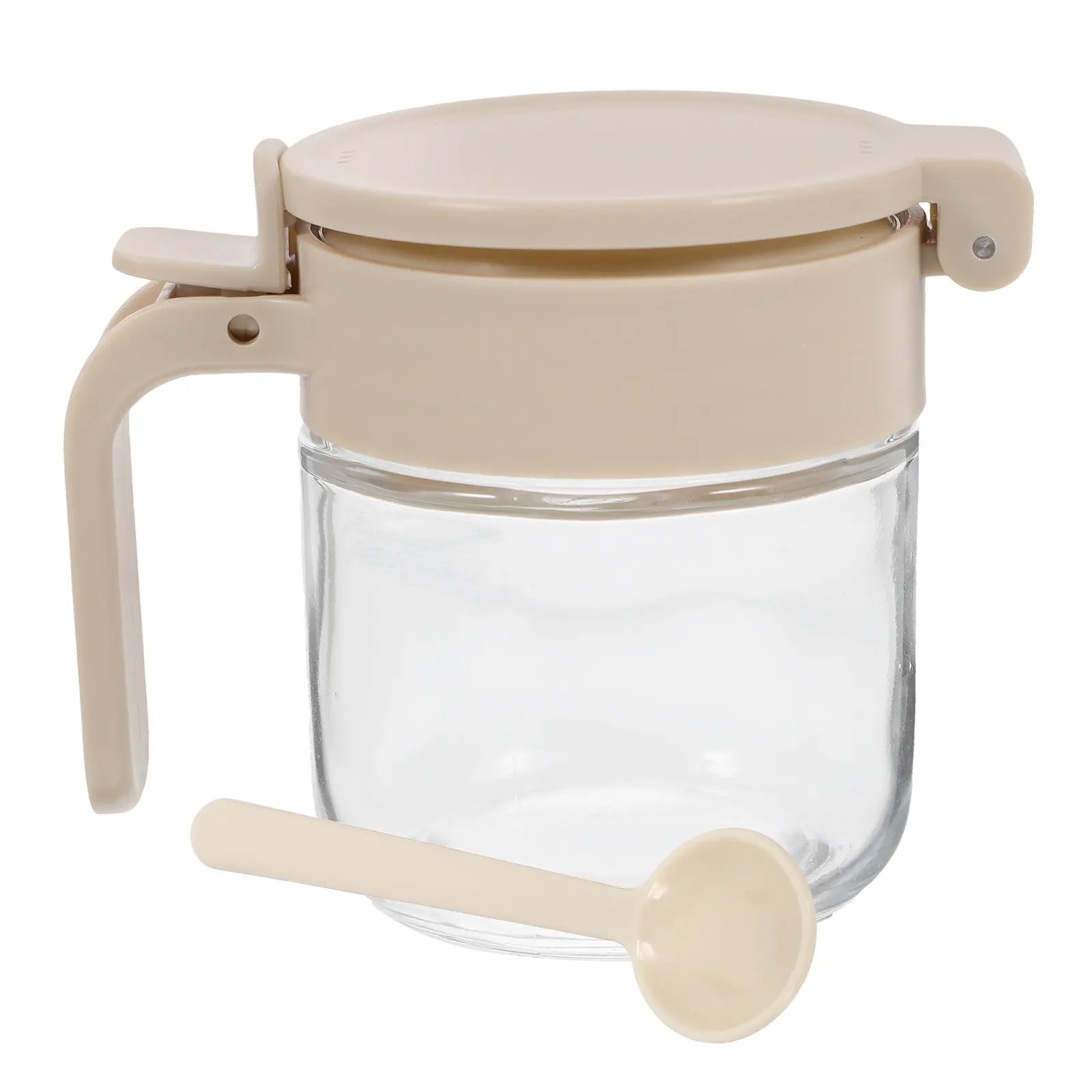 Small Seasoning Storage Jar Glass Container Sealed Lid Spoon Kitchen Spice Bottle Portable for Household Restaurant Camping