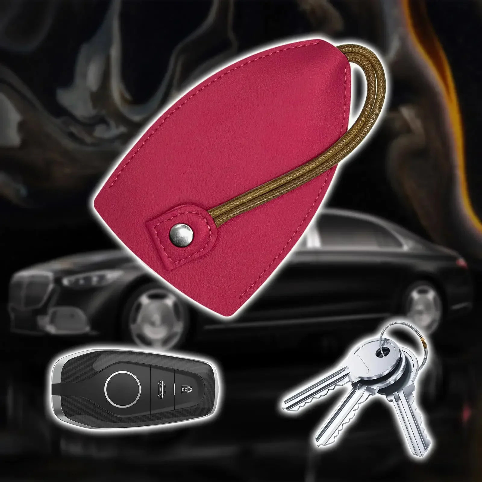 Pull Out Key Case Solid Color PU Leather Key Wallets Housekeepers Car Key Holder Case Leather Bag For Keys view 3