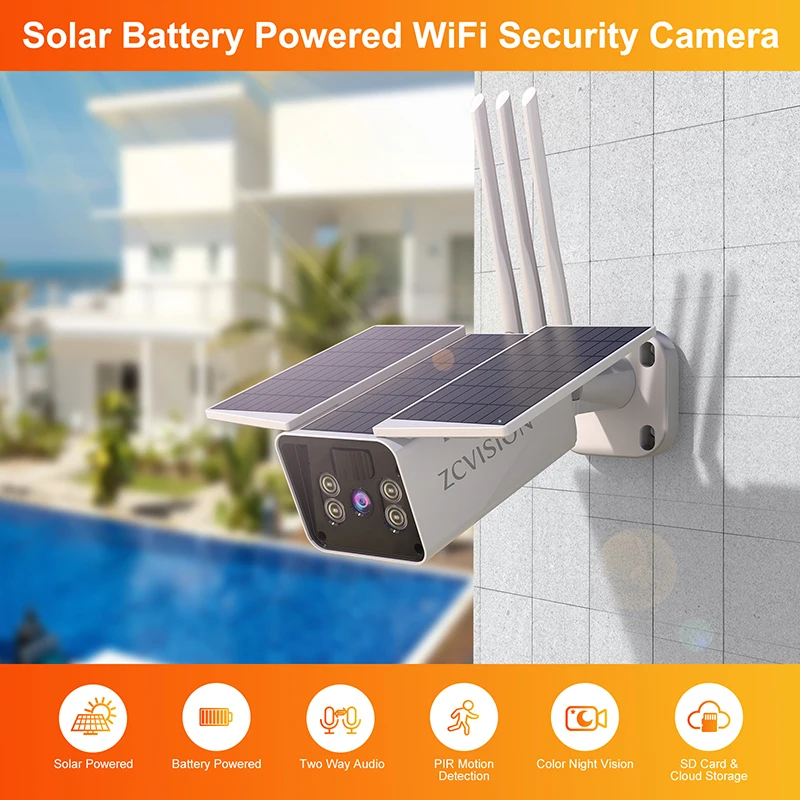 Hot Sale 4G SIM/WIFI Solar Camera Outdoor Surveillance Wireless Low Power HD Night Vision Two-Way Audio PIR Motion Detection