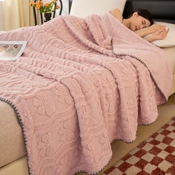 Pink Cartoon Bow Throw Blanket Adult Children Bedroom Decoration Solid Color Blanket Travel Air Conditioning Room Warm Blankets