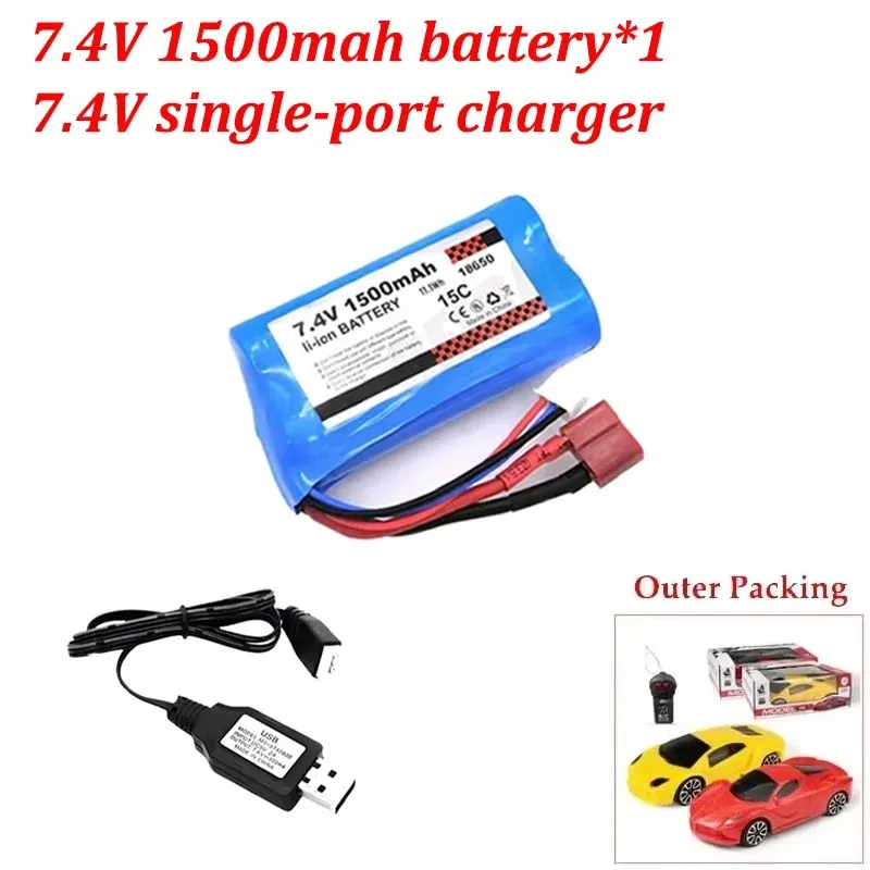 7.4V 1500mAh Li-ion batterij voor SCY-16201PRO SCY-16101PRO SCY-16102PRO SCY-16103PRO 1/16 RC auto onderdelen 15C 18650