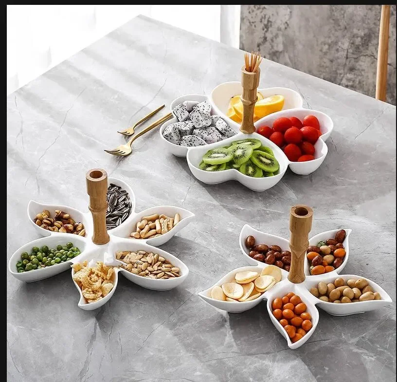 Creative Japanese-style Dried Fruit Plate Ceramic Snacks Snack Plate Tableware Fruit Platter Wooden Tray / Sauce Seasoning Dish