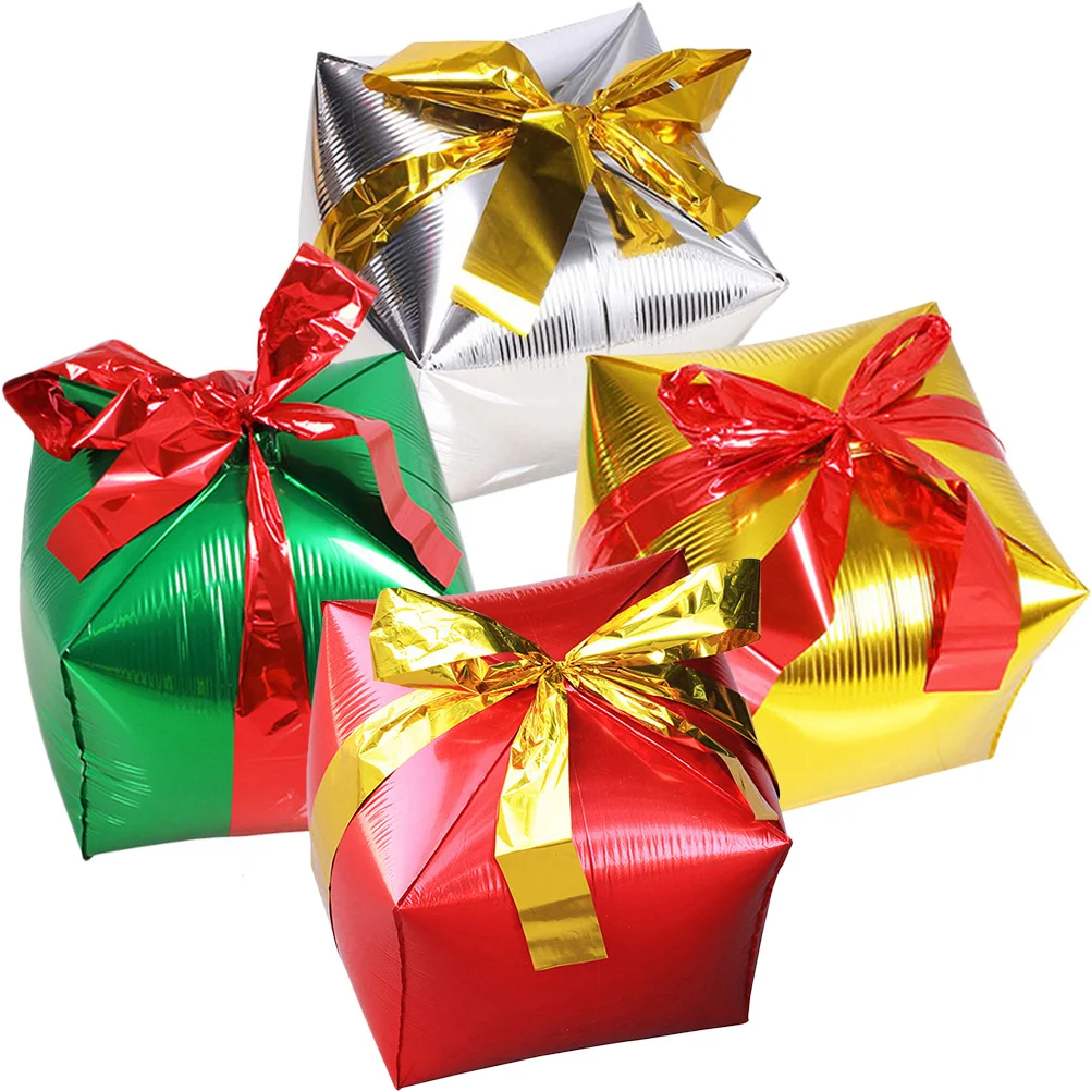 

4Pcs Present Box Balloon Decorations Thick Aluminum Foil Balloons Eye Catching Party Supplies for Adults Women